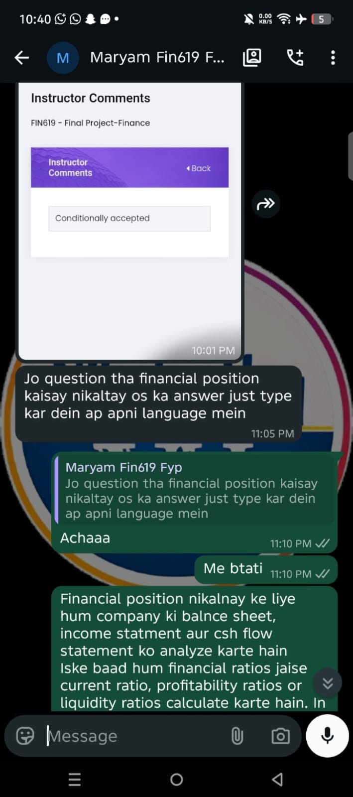 FIN619 Final Project Finance — Instructor Comments: Conditionally accepted