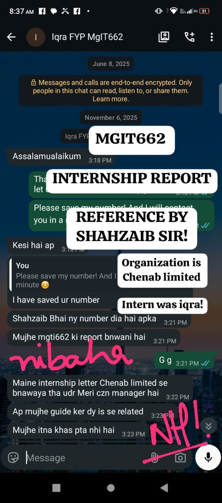 MGIT662 Internship Report — Chenab Limited reference by Shahzaib sir, intern Iqra